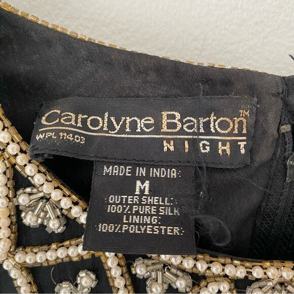 Carolyne Barton Nights Sequin Pearl Beaded Black Silk Lined Blouse size medium - Picture 13 of 13